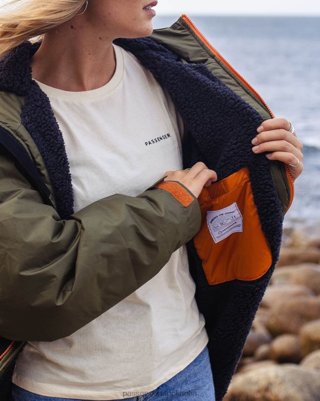 Passenger roaming återvunnen sherpa fodrad omklädningsrock svart/khaki D422J2 svart/khaki