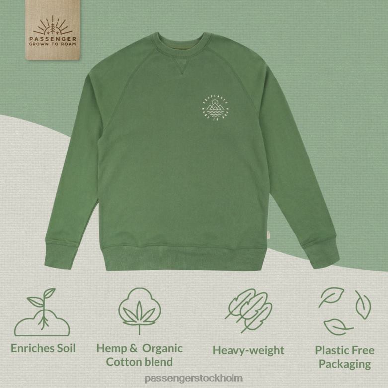 Passenger eskapism hampa sweatshirt vingård grön D422J133 vingård grön