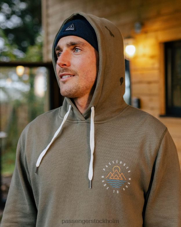 Passenger eskapism återvunnen bomull hoodie dammig oliv D422J79 dammig oliv