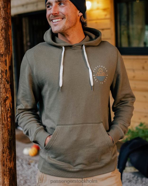 Passenger eskapism återvunnen bomull hoodie dammig oliv D422J79 dammig oliv