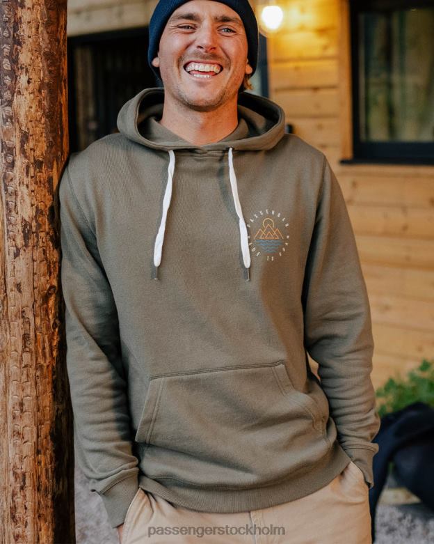 Passenger eskapism återvunnen bomull hoodie dammig oliv D422J79 dammig oliv