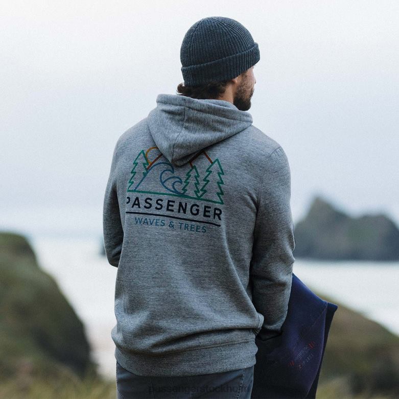 Passenger gifford återvunnen hoodie grå märgel D422J95 grå märgel