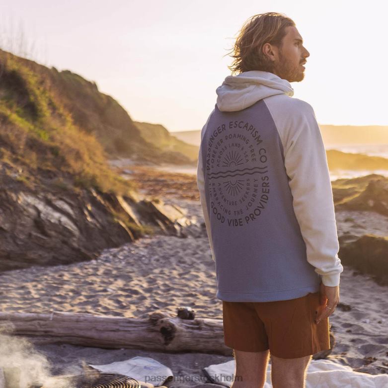 Passenger good vibes återvunnen polar fleece hoodie blekt denim D422J33 blekt denim