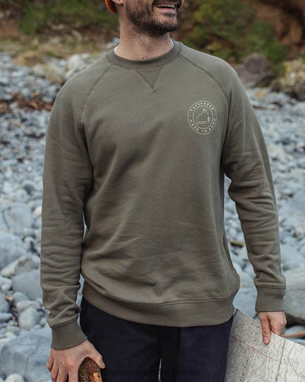 Passenger gränsen återvunnen bomull sweatshirt dammig oliv D422J74 dammig oliv