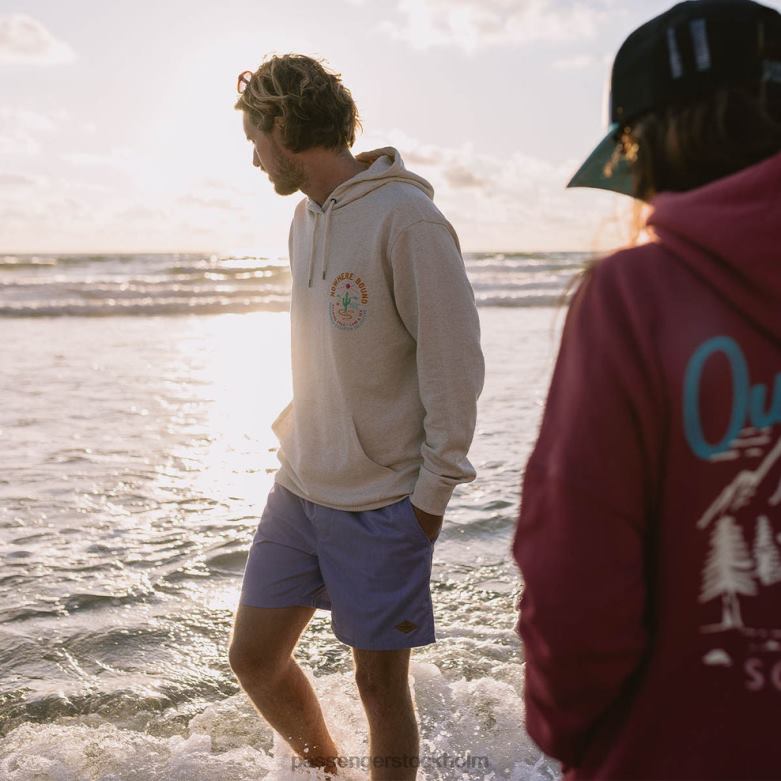 Passenger land & hav återvunnen bomull hoodie milky marl D422J148 mjölkig märgel