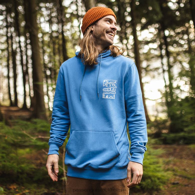 Passenger natur hampa hoodie mjuk kobolt D422J143 mjuk kobolt