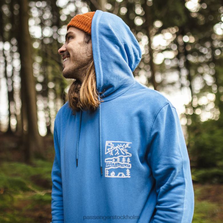 Passenger natur hampa hoodie mjuk kobolt D422J143 mjuk kobolt