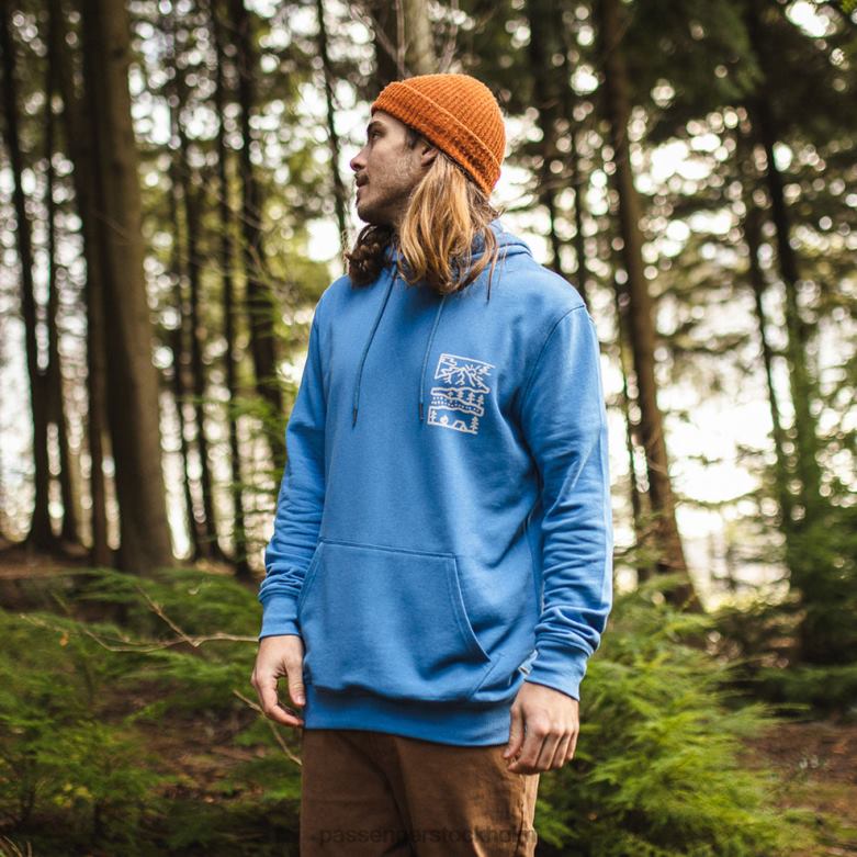 Passenger natur hampa hoodie mjuk kobolt D422J143 mjuk kobolt
