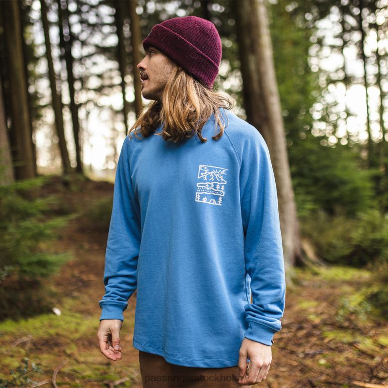 Passenger natur hampa sweatshirt mjuk kobolt D422J120 mjuk kobolt