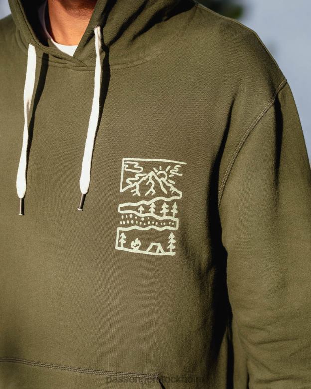 Passenger natur återvunnen bomull hoodie gran D422J91 gran