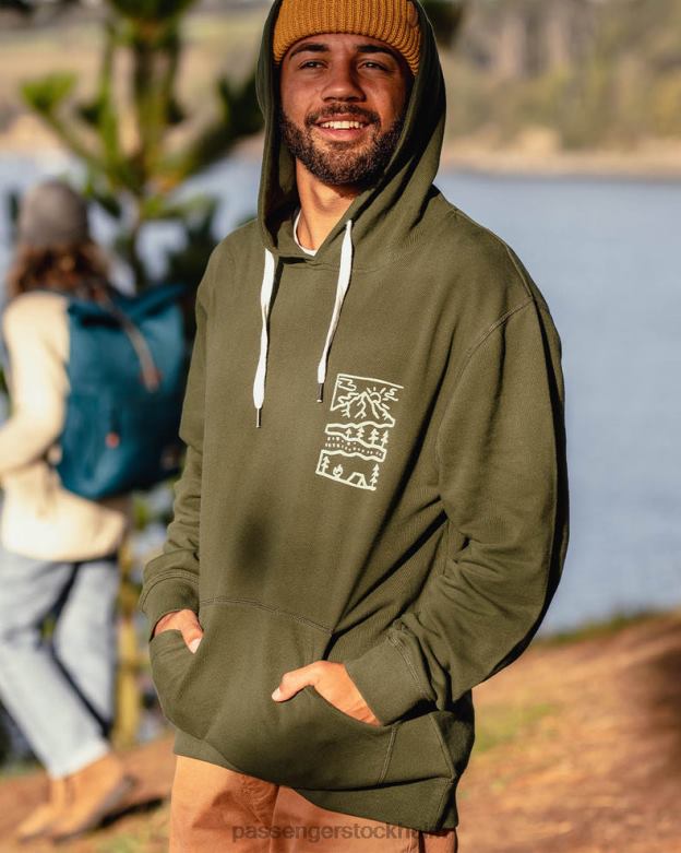 Passenger natur återvunnen bomull hoodie gran D422J91 gran