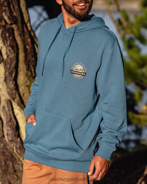 Passenger odyssey återvunnen bomull hoodie blå stål D422J89 blått stål
