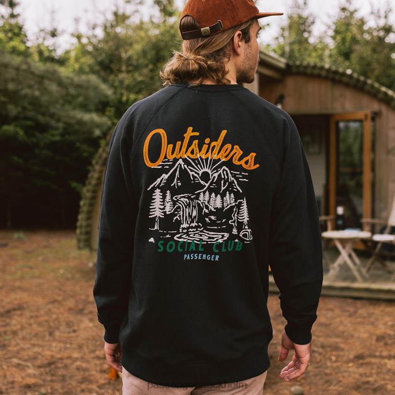 Passenger social club sweatshirt i återvunnen bomull svart D422J110 svart