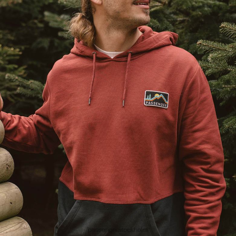 Passenger överlägsen återvunnen bomull hoodie rosett D422J111 rödbrun