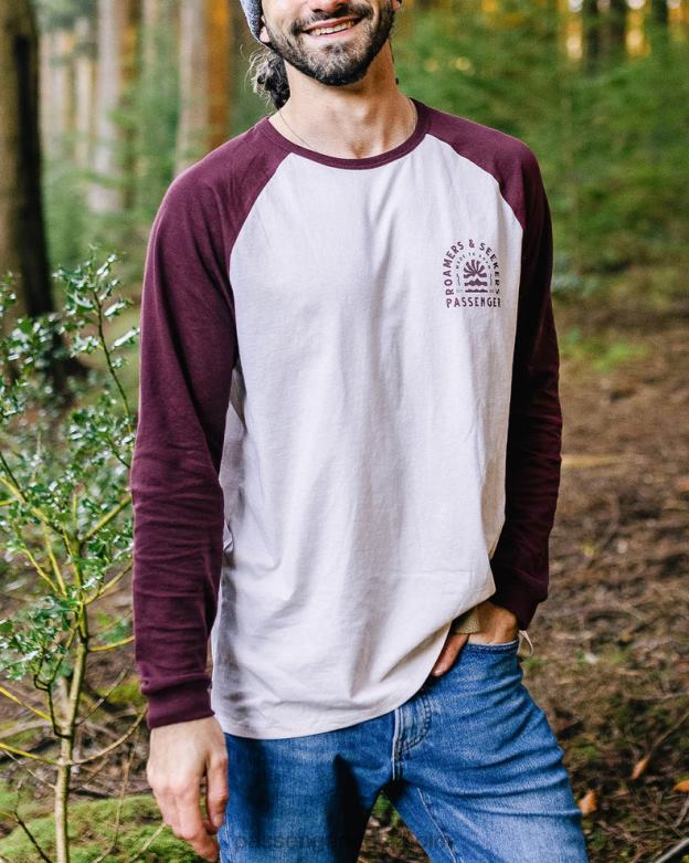 Passenger Evenfall återvunnen bomull ls t-shirt vin D422J220 vin