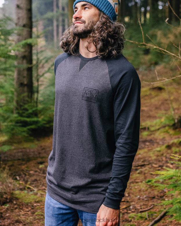 Passenger ingenstans bunden återvunnen bomull ls t-shirt svart/kol märgel D422J221 svart/kol märgel
