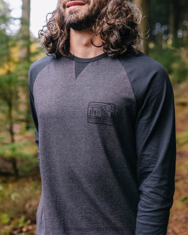 Passenger ingenstans bunden återvunnen bomull ls t-shirt svart/kol märgel D422J221 svart/kol märgel
