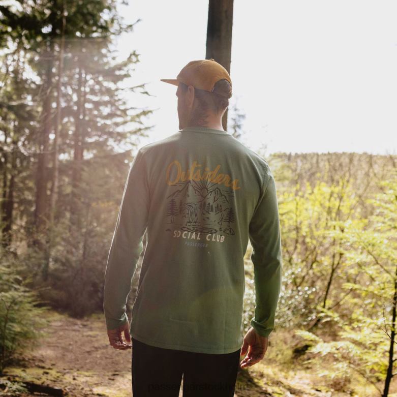Passenger social club återvunnen bomull ls t-shirt mörk murgröna D422J217 mörk murgröna