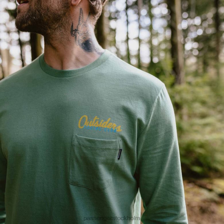 Passenger social club återvunnen bomull ls t-shirt mörk murgröna D422J217 mörk murgröna