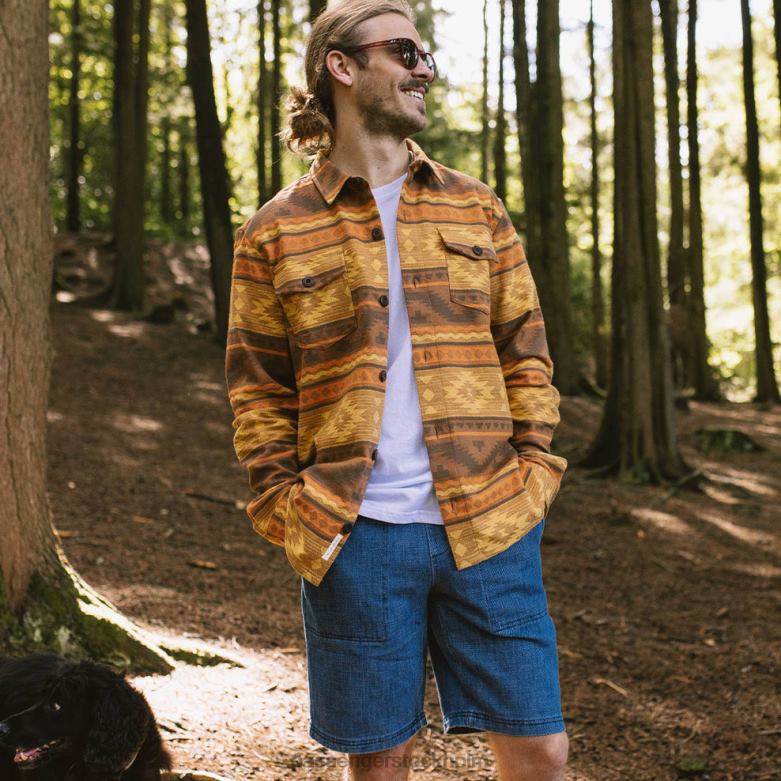Passenger woodland ekologisk bomull jacquard overshirt sunrise adrift D422J258 soluppgång i drift
