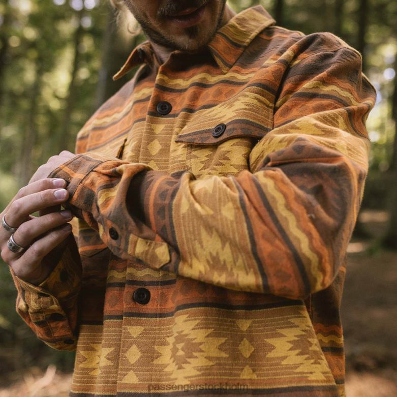 Passenger woodland ekologisk bomull jacquard overshirt sunrise adrift D422J258 soluppgång i drift