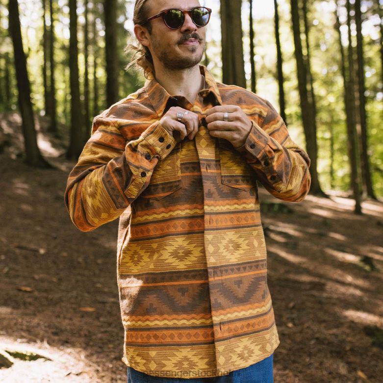 Passenger woodland ekologisk bomull jacquard overshirt sunrise adrift D422J258 soluppgång i drift
