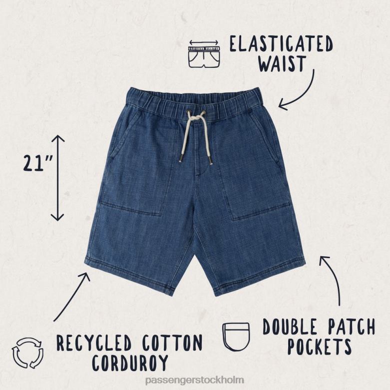 Passenger denimshorts i furu i ekologisk bomull tvättad denim D422J304 tvättad denim