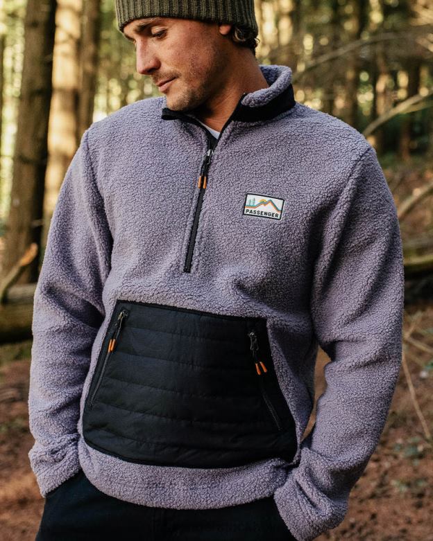 Passenger Oceanside återvunnen polarfodrad sherpa fleece dammig lila D422J40 dammig lila