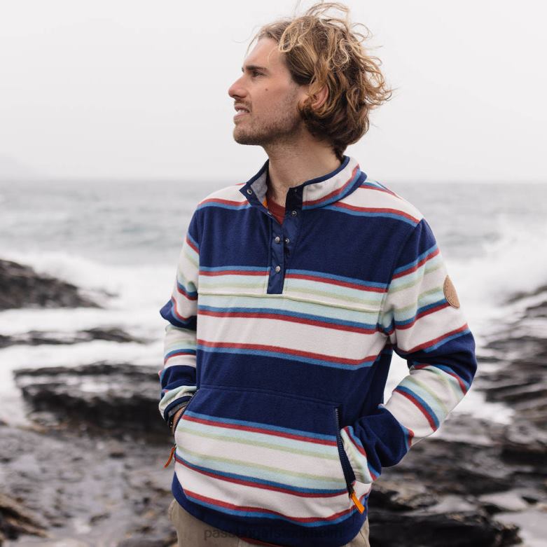 Passenger canyon återvunnen polar fleece tröja marinblå mix up rand D422J68 marinblå mix up rand