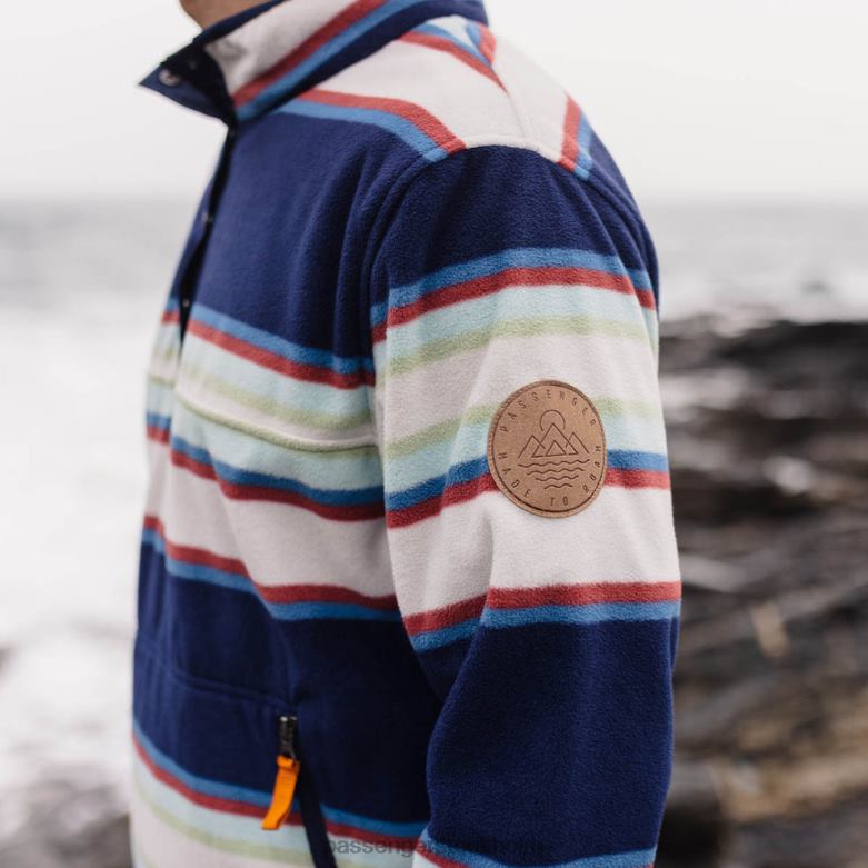 Passenger canyon återvunnen polar fleece tröja marinblå mix up rand D422J68 marinblå mix up rand