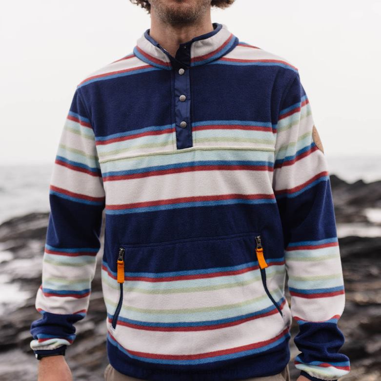 Passenger canyon återvunnen polar fleece tröja marinblå mix up rand D422J68 marinblå mix up rand