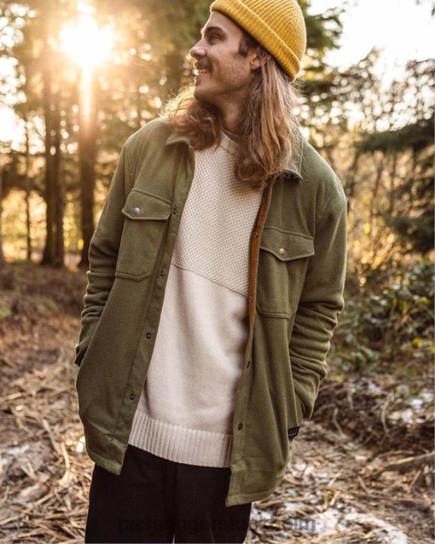 Passenger lönn återvunnen polar fleece skjorta khaki D422J36 kaki