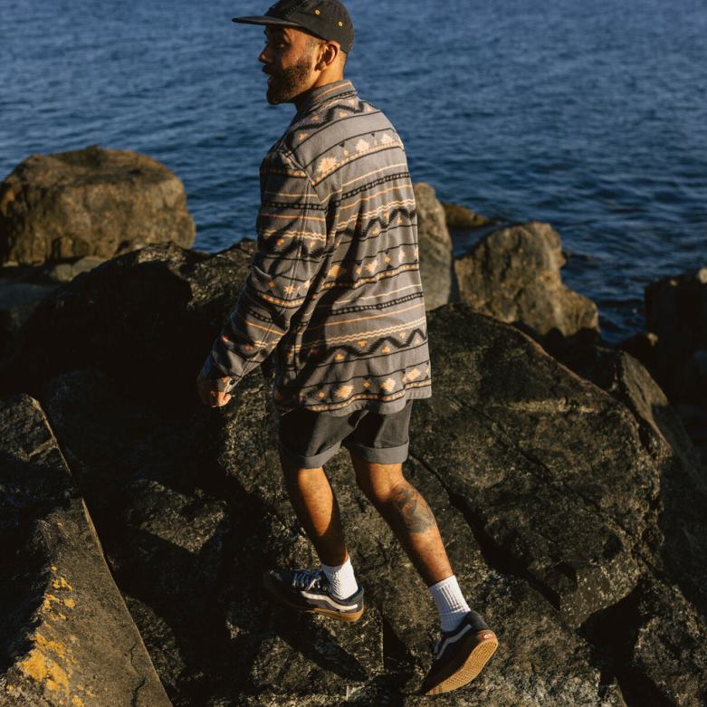 Passenger lönn återvunnen polar fleece skjorta kol geo folk D422J59 kol geo folk