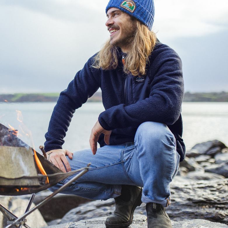 Passenger offgrid 1/4 zip återvunnen sherpa fleece marinblå D422J61 Marin