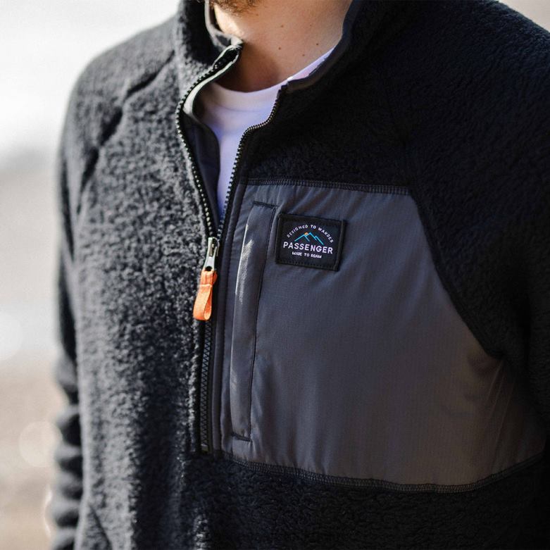 Passenger offgrid 1/4 zip återvunnen sherpa fleece svart D422J62 svart