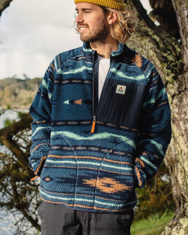 Passenger offroad återvunnen sherpa fleece blå korall geomönster D422J37 blå korall geomönster