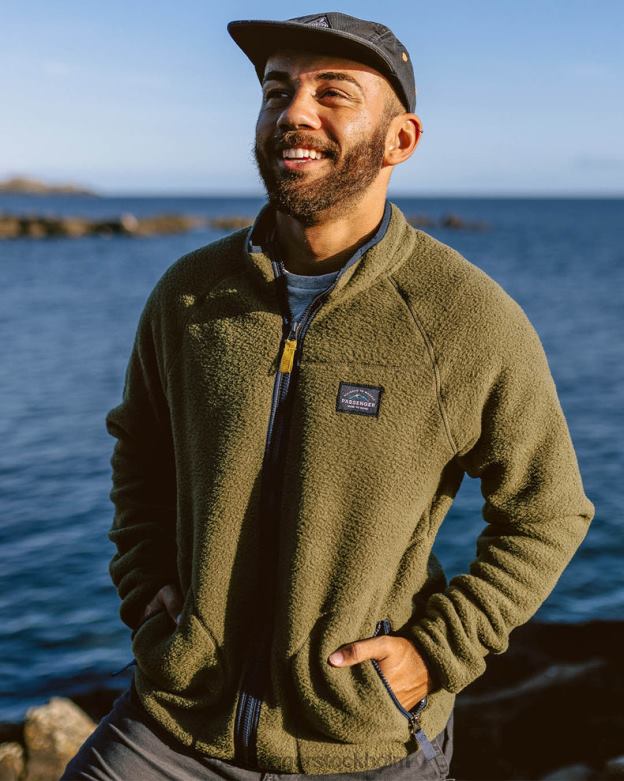 Passenger tripper återvunnen sherpa fleece khaki med full zip D422J45 kaki