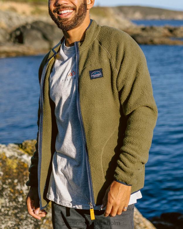 Passenger tripper återvunnen sherpa fleece khaki med full zip D422J45 kaki