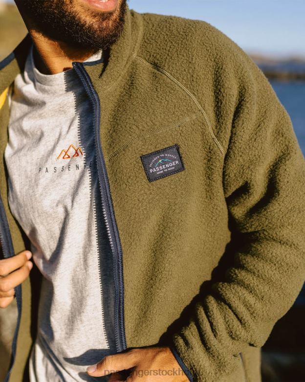 Passenger tripper återvunnen sherpa fleece khaki med full zip D422J45 kaki