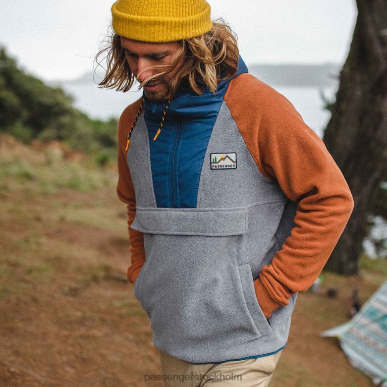 Passenger woodland huva 1/2 zip återvunnen polar fleece grå märgel D422J30 grå märgel