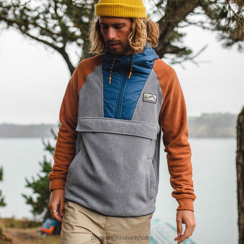 Passenger woodland huva 1/2 zip återvunnen polar fleece grå märgel D422J30 grå märgel