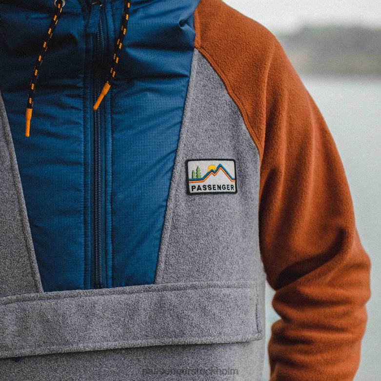 Passenger woodland huva 1/2 zip återvunnen polar fleece grå märgel D422J30 grå märgel