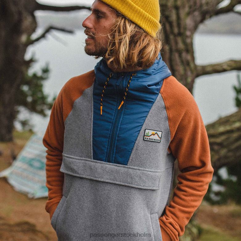Passenger woodland huva 1/2 zip återvunnen polar fleece grå märgel D422J30 grå märgel
