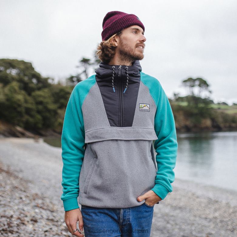 Passenger woodland huva 1/2 zip återvunnen polar fleece viridian grön D422J71 viridian grön
