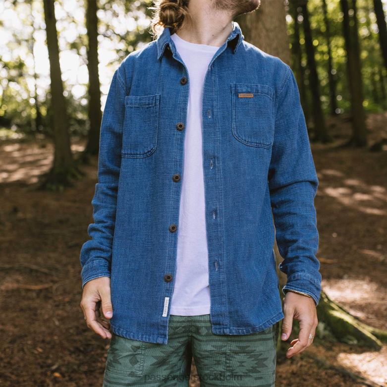 Passenger backcountry denim i ekologisk bomull ls skjorta tvättad denim D422J243 tvättad denim