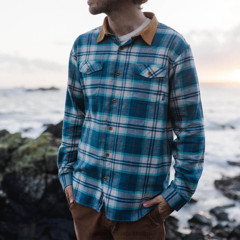 Passenger chipping shirt blå korall/viridian/off white D422J269 blå korall/viridian/off white