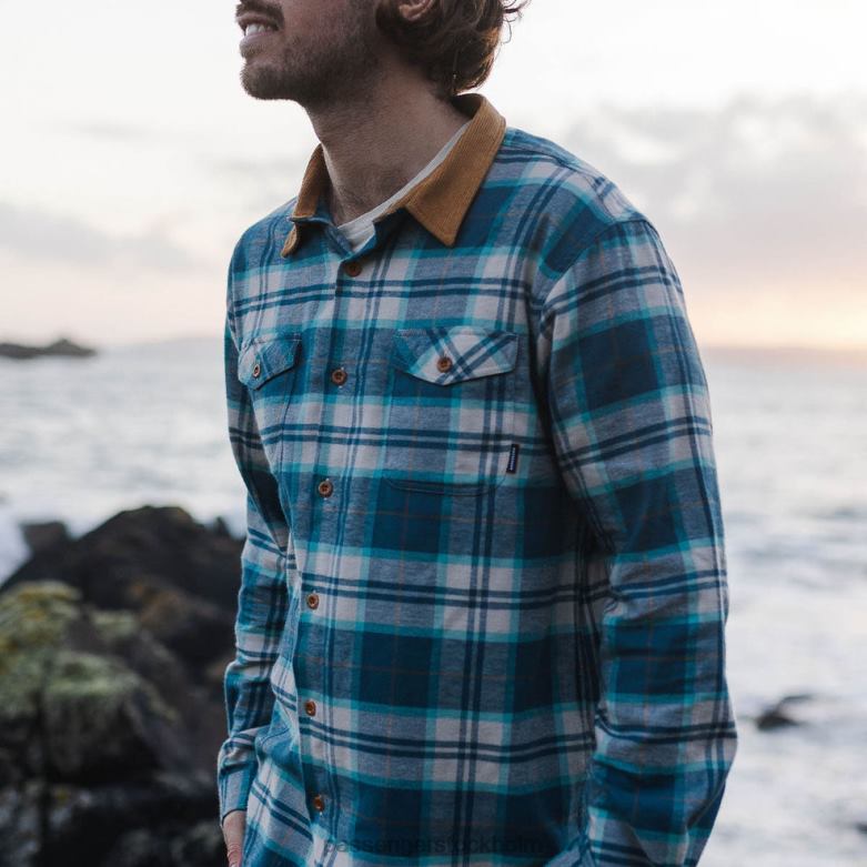 Passenger chipping shirt blå korall/viridian/off white D422J269 blå korall/viridian/off white