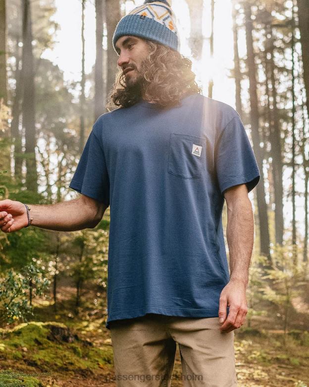 Passenger Heritage återvunnen bomullsficka t-shirt mörk denim D422J346 mörk denim