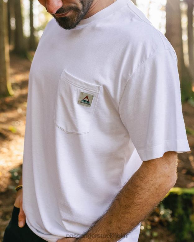 Passenger Heritage återvunnen bomullsficka t-shirt vit D422J351 vit