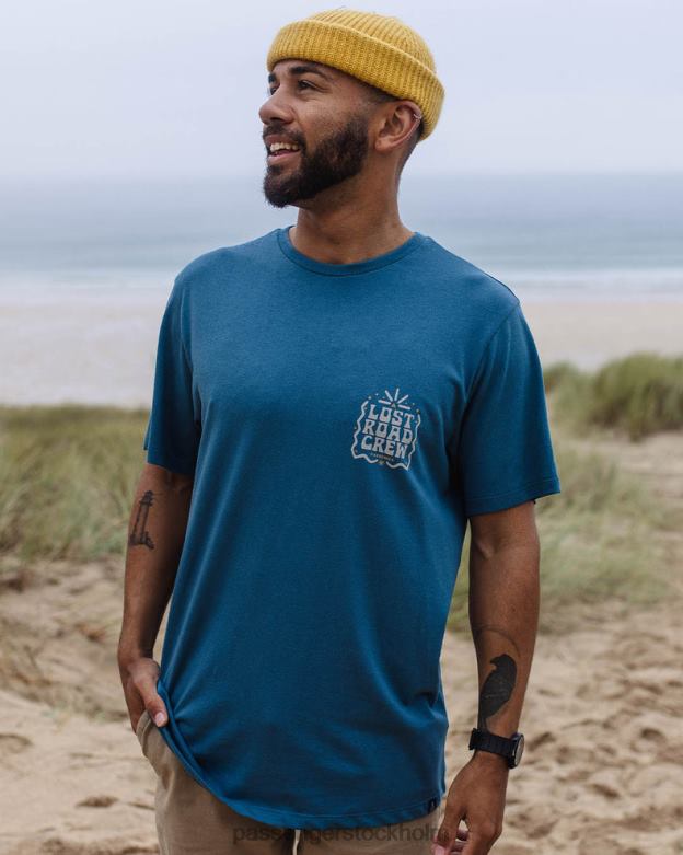 Passenger förlorad väg återvunnen bomull t-shirt blå stål D422J358 blått stål
